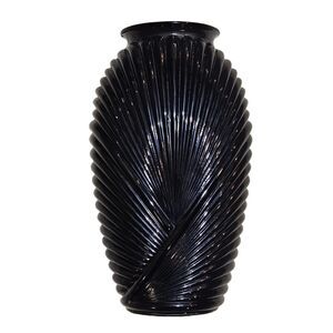 80s art deco whimsigoth black ribbed vase